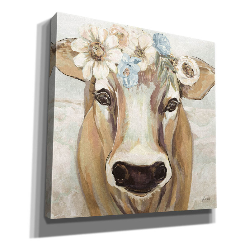 «Beau avec fleurs neutres» par Jeanette Vertentes, art mural sur toile, H 12 po x l 12 po x P 0,75 po
