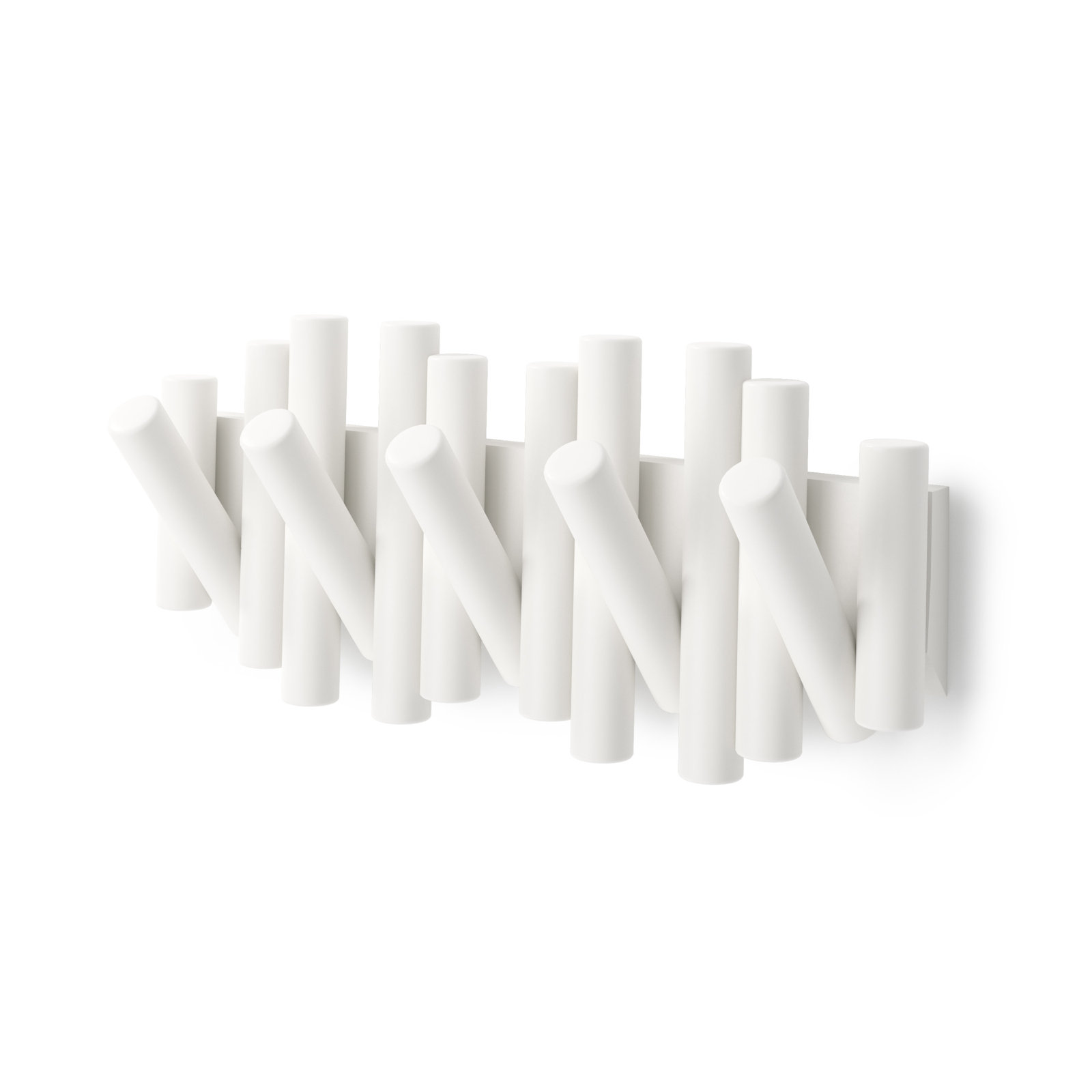 5-Hook Solid Wood Coat Rack, White