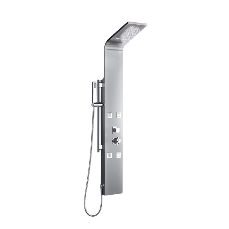 Panneau de douche en acier inoxydable 63 po avec pomme de douche à pluie