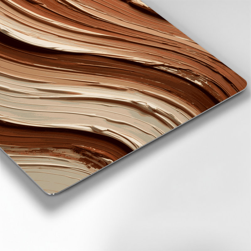 Art mural horizontal horizontal rayé en métal crème brun, H 11 po x l 14 po