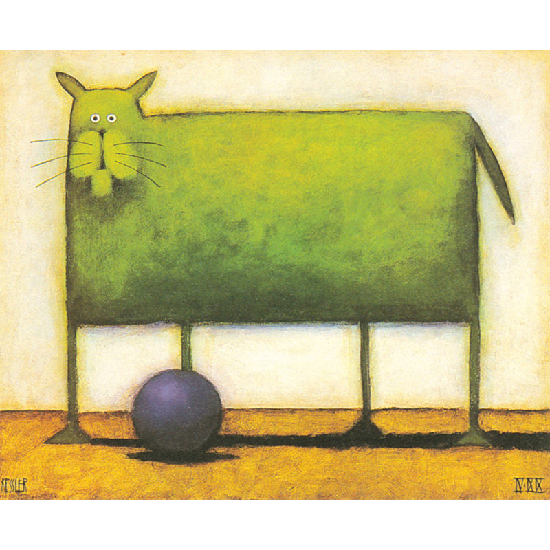 Chat avec balle, H 28 po x l 34 po