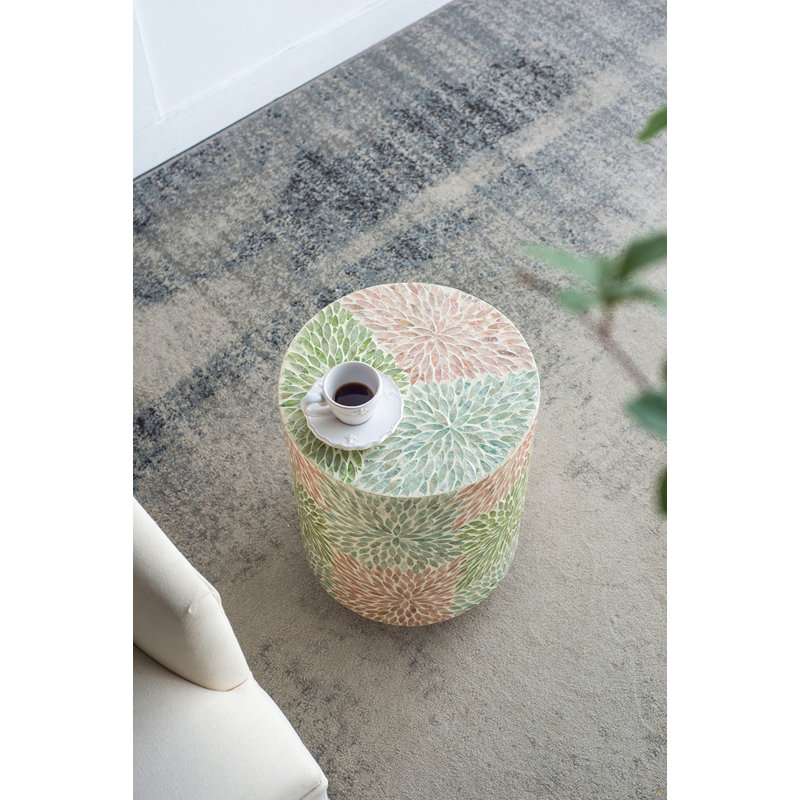 Tabouret de jardin cylindrique avec table d'appoint D14x18