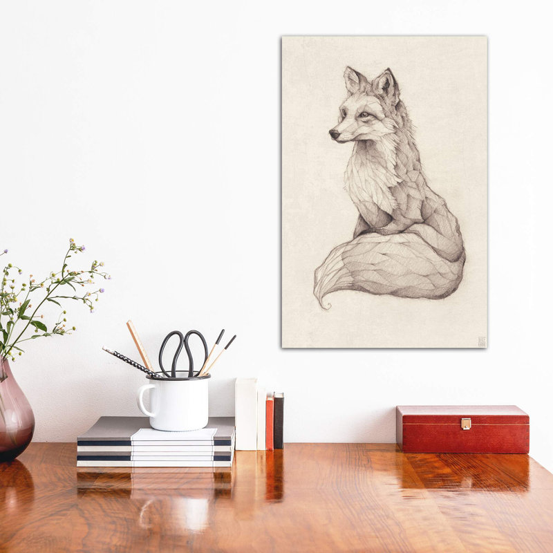 «Vulpes Vulpes II» par Mike Koubou - impression d'art graphique, H 60 po x l 40po x P 1,5 po, Toile tendue