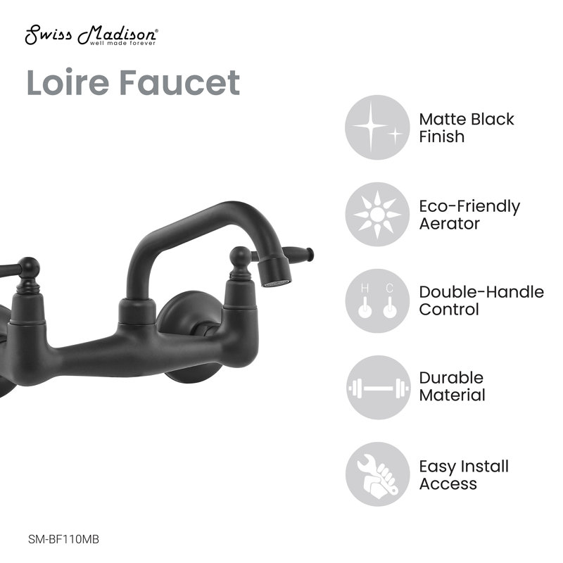 Robinet mural noir mat