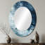 Element Fight II blanc et bleu - Miroir décoratif abstrait ovale sur métal-654900467