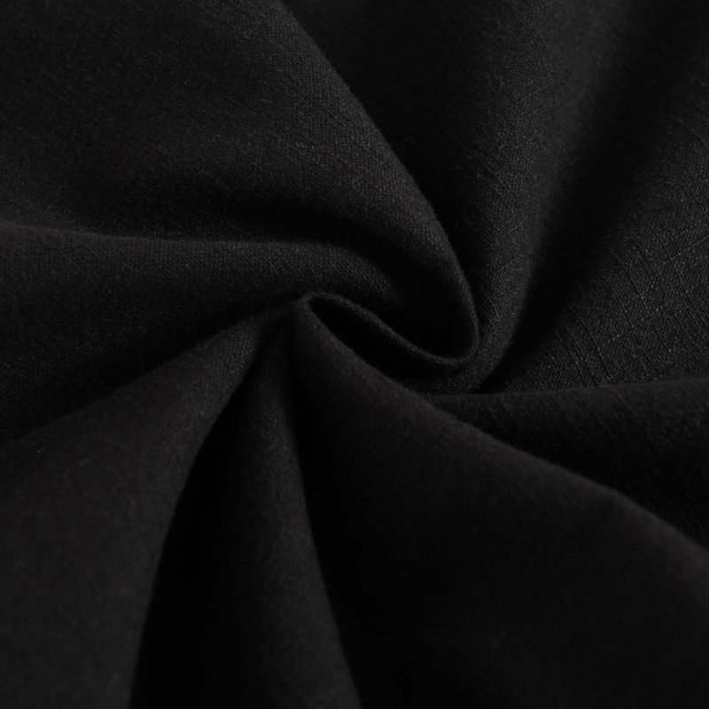 Housse de coussin en lin délavé texturé Boho Farmhouse, Carré 18 po, Noir