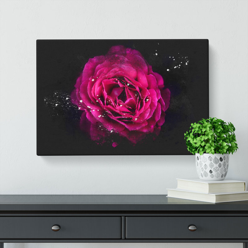 Fuscia Pink Carnation - Wrapped Canvas Painting, 30cm H x 45cm W x 4cm D