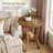 Round Solid Wood Side Table With Lower Shelf