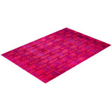 Overdyed Hand-Knotted Wool Modern-Contemporary Pink Area Rug 9' 10" x 14' 4"