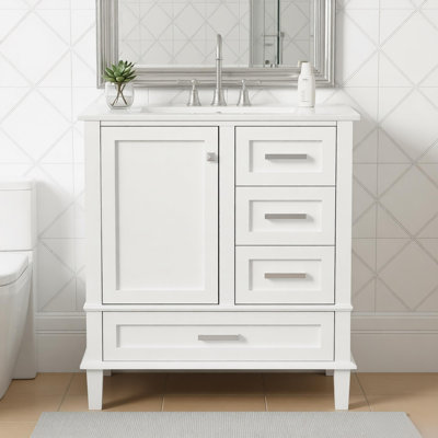 30" Modern Bathroom Cabinet with Sink Combo Set, Soft Closing Door and 3 Drawers