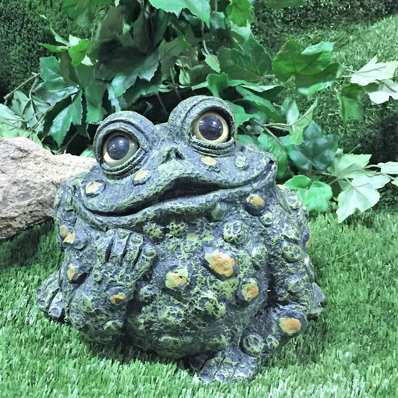 Statue de jardin fantaisiste crapaud «Dreamer», Vert naturel, H 9,25 po x l 14 po x P 10,75 po - très grand