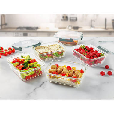  NutriChef 10-Piece Superior Glass Food Storage Containers Set  (5 Containers + 5 Locking Lids),Stackable Meal-prep Design, BPA-free  Airtight Clear Locking lids with Vent Lids & Air Hole, NCCLX5: Home &  Kitchen