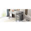 Lit mezzanine double gris avec rangement intégré et marches ascendantes-2059383571