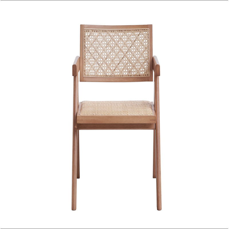 Chaise avec accoudoirs en rotin et finition naturelle Velentina (ensemble de 2)