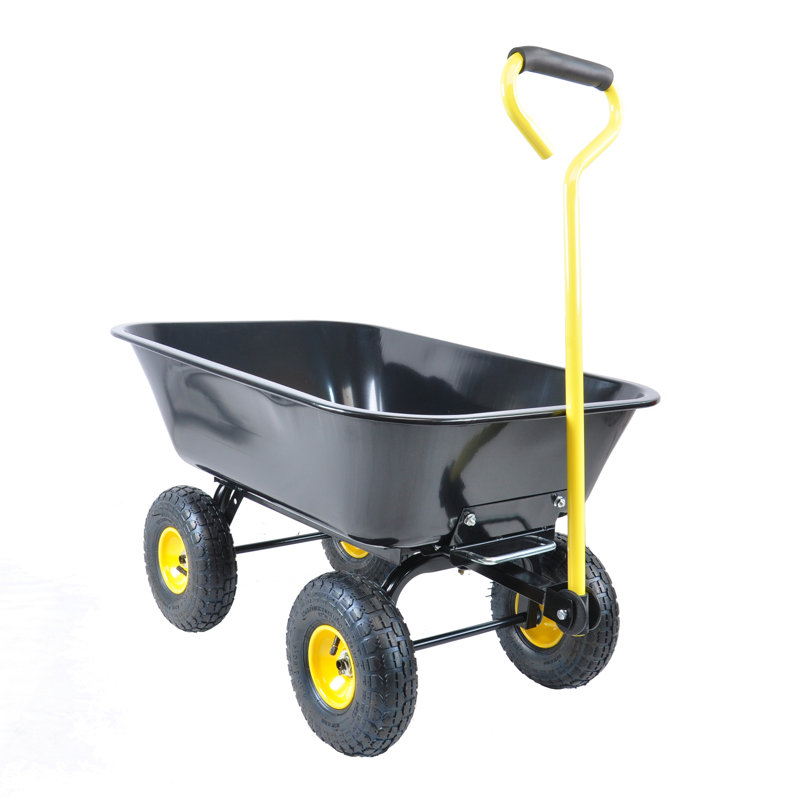 Camion à benne basculante pliable en poly avec cadre en acier, 10 pouces. Pneumatique, noir
