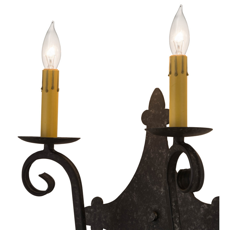 Lampe murale bougie 2 lumières Grindle, Étain graphite