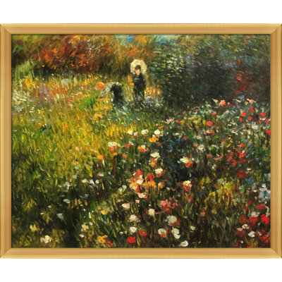Reproduction d'art sur toile, "Woman with a parasol in a garden" (Frau mi Sonnenschirm)