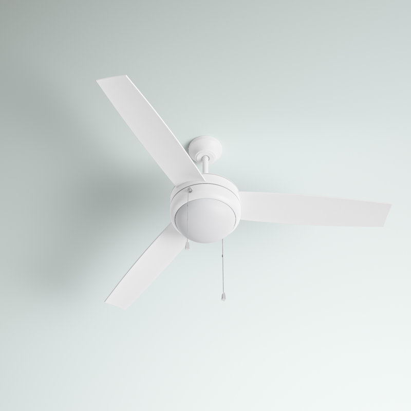 White Modern 52" Ceiling Fan with LED Light Kit