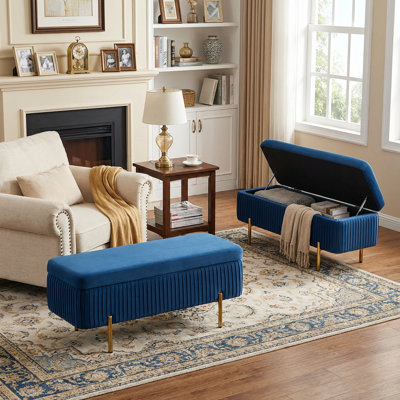 Leaysia Velvet Upholstered Flip Top Storage Bench