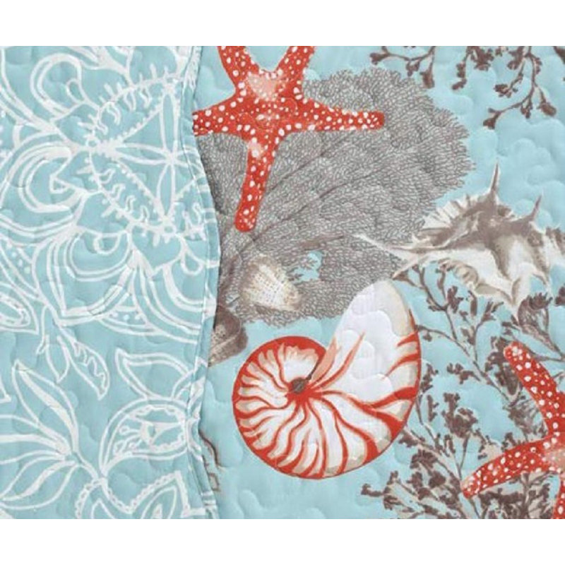 Blue Pattern Traditional Printed Reversible Premium Quilt Sets (2-or3-Piece), King XL Quilt + 2 Shams
