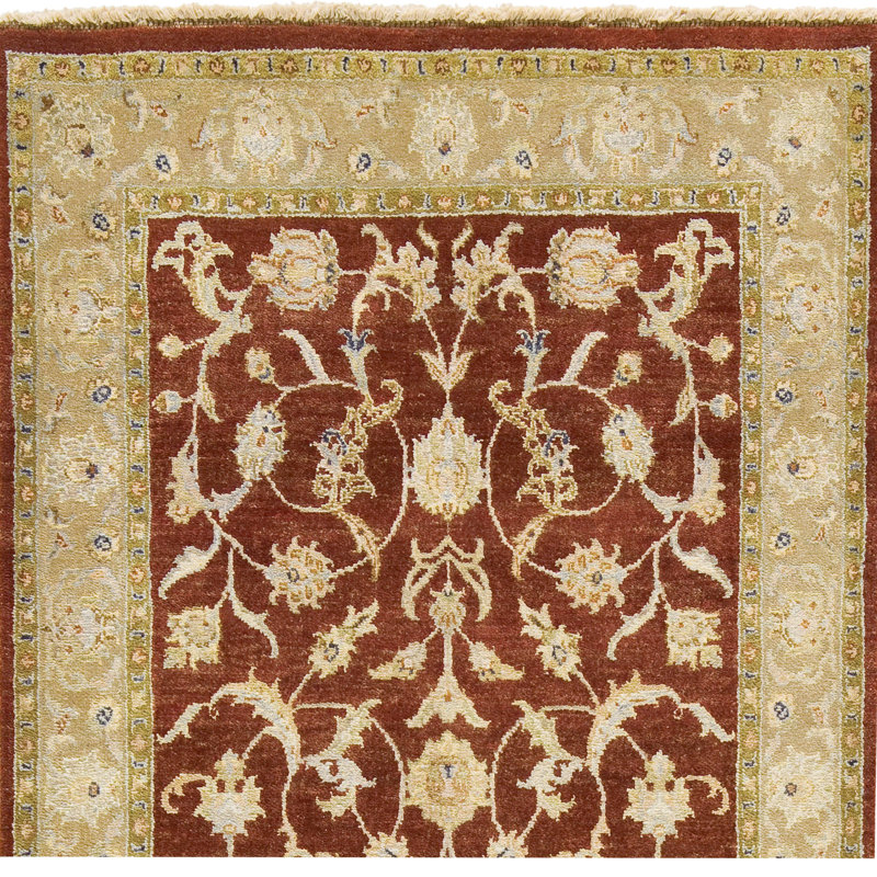 Hand Knotted Oriental Area Rug in Rust/Beige, Runner 3' x 22'