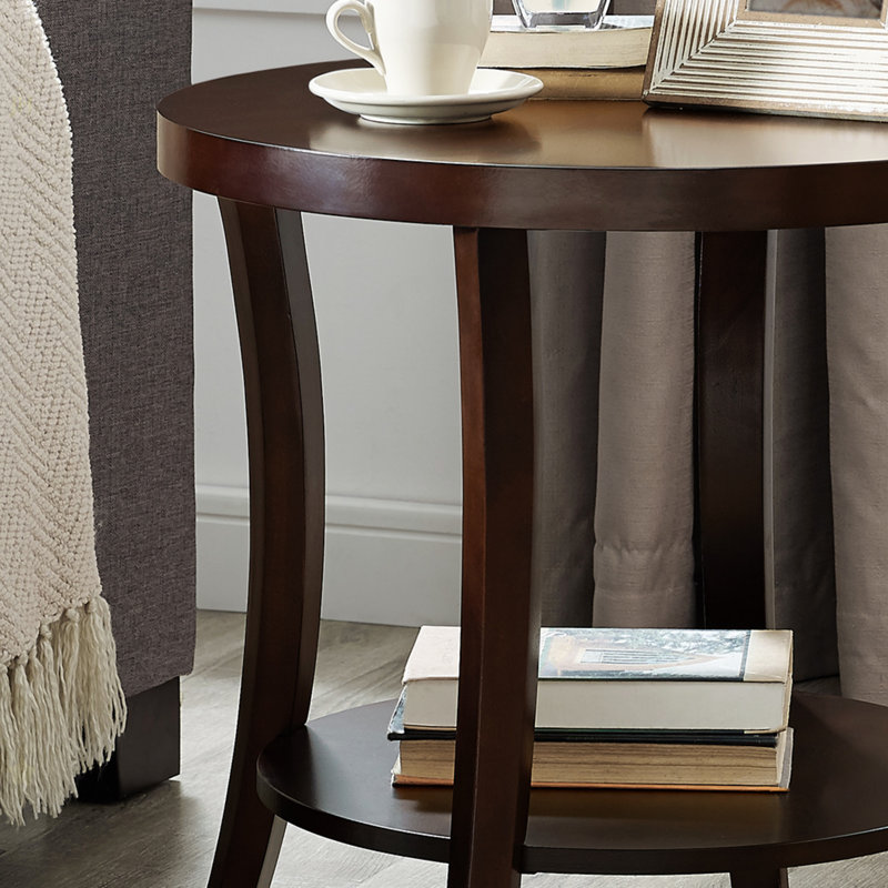 Perth Contemporary Oval Shelf End Table, Espresso
