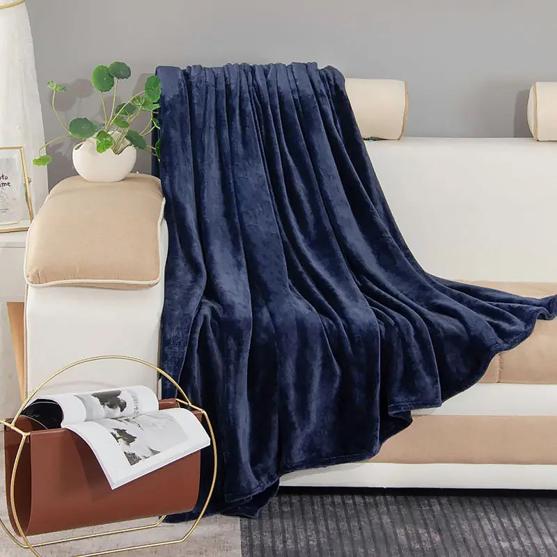 Plain Weave / Muslin Throw Blanket, Queen, Navy
