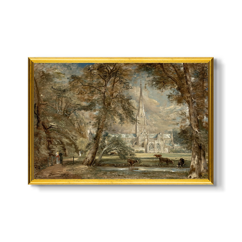Cathédrale de Salisbury vue de l'évêché, v. 1822-1823-John Constable-Toile encadrée sur mesure, 16 po x 22 po