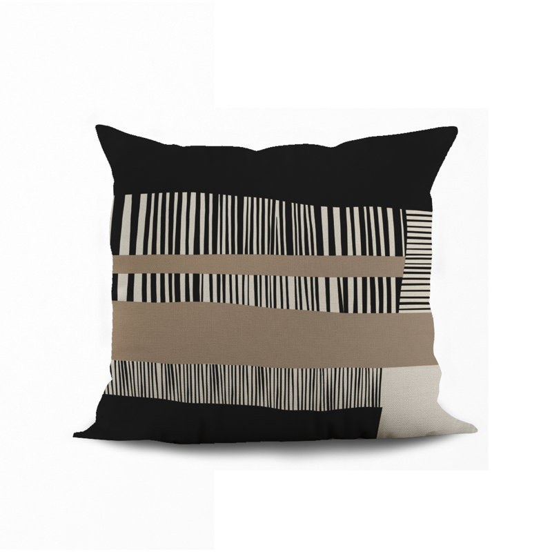 Chamu Polyester Throw Square Indoor/Outdoor Throw, Beige/Black, 20" x 20"