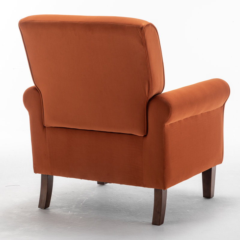 Hysnie Upholstered Armchair, Orange 100% Polyester