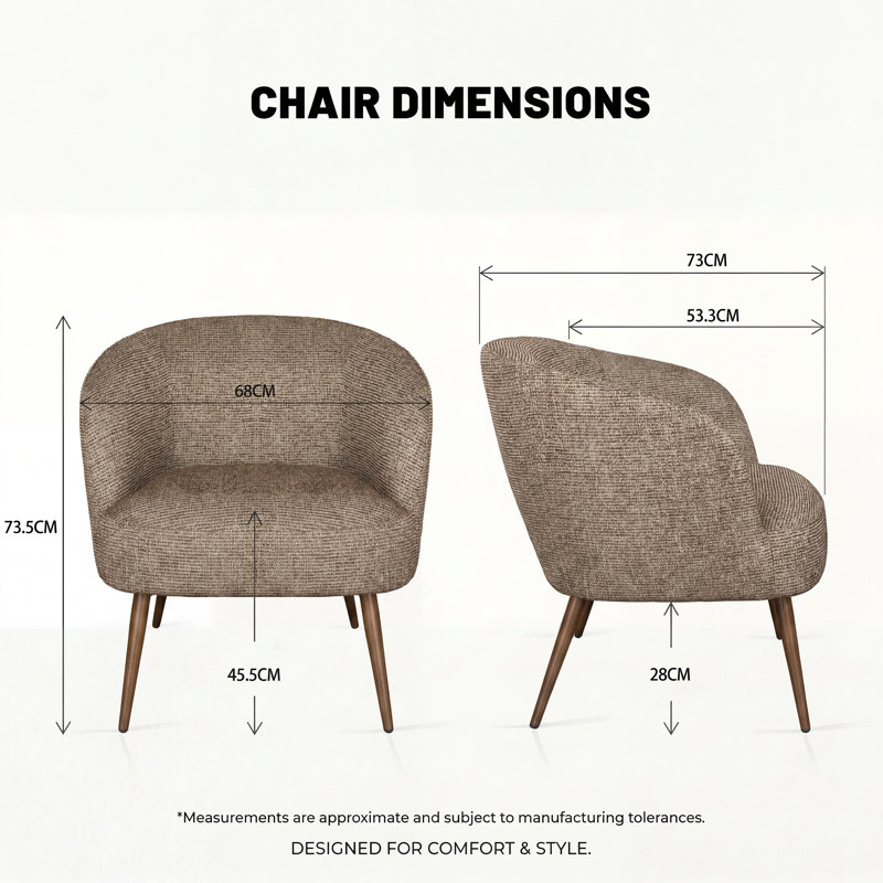 Mid-Century Modern Upholstered Tub Chair, Brown
