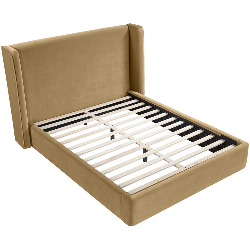 Lit tapissier Kendall Wanaque, Double, Velours brun clair