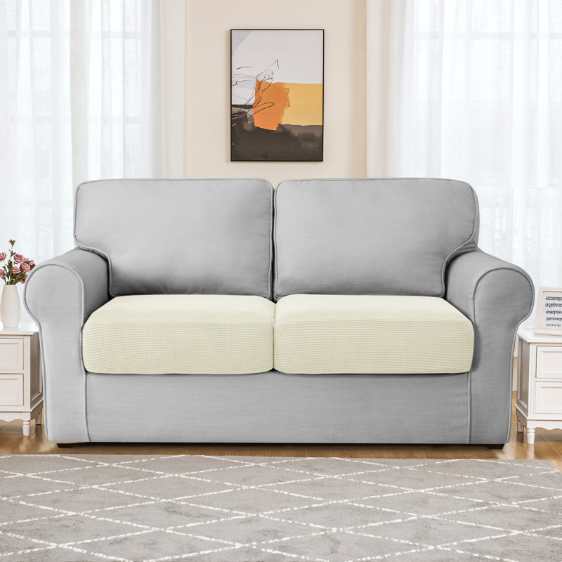 Housse pour causeuse à coussins carrés Allington, Crème, crème