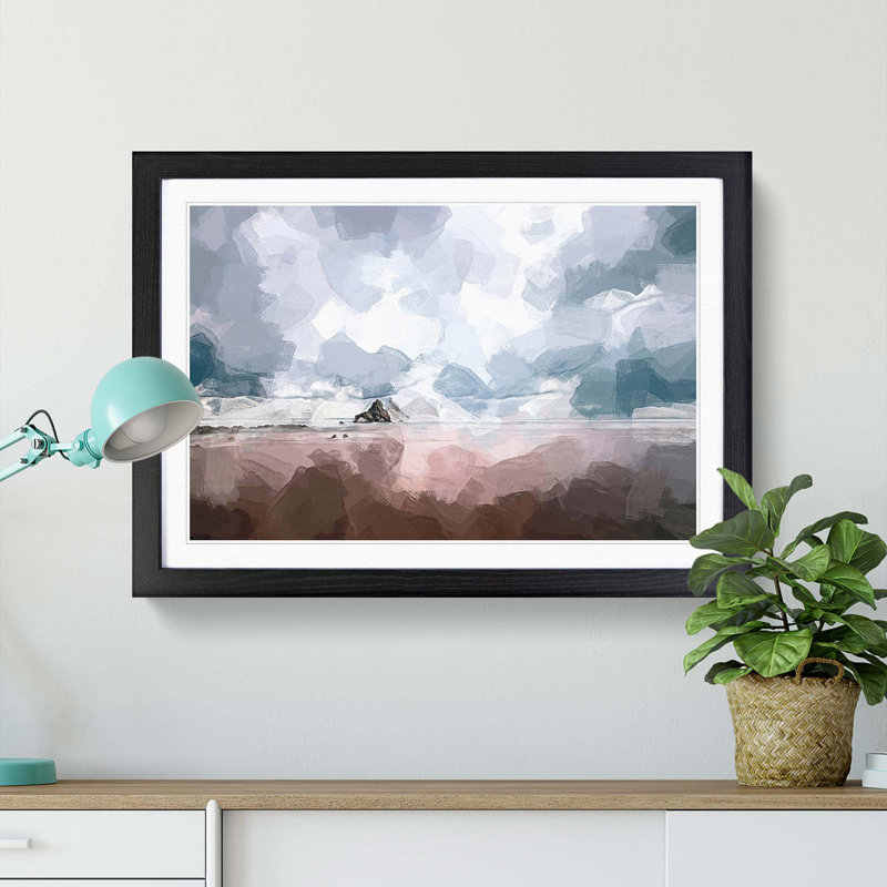 Beach in Sopelana Spain in Abstract - Picture Frame Photograph Print, 48cm H x 65cm W x 2cm D, Black Framed