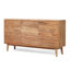  Buffet Mid-Century avec trois portes et finition en bois texturé, chêne naturel
