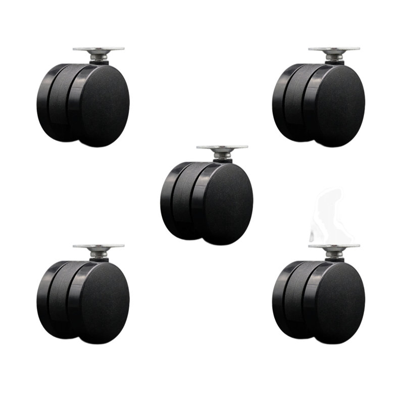 Ensemble de 5 roulettes de service en nylon pour roulettes 2-3 / 8 pouces