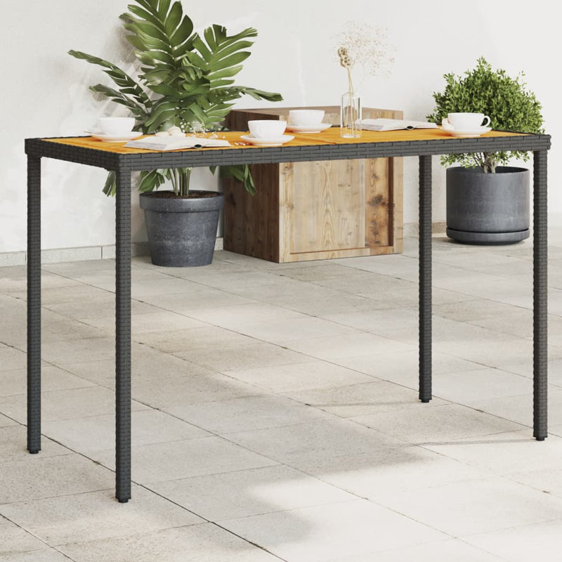 Petehn Rectangular Outdoor Dining Table , 115cm cm W 54cm cm D, Black