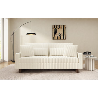 Causeuse beige moderne de 80,3 po avec 4 coussins décoratifs pour le salon