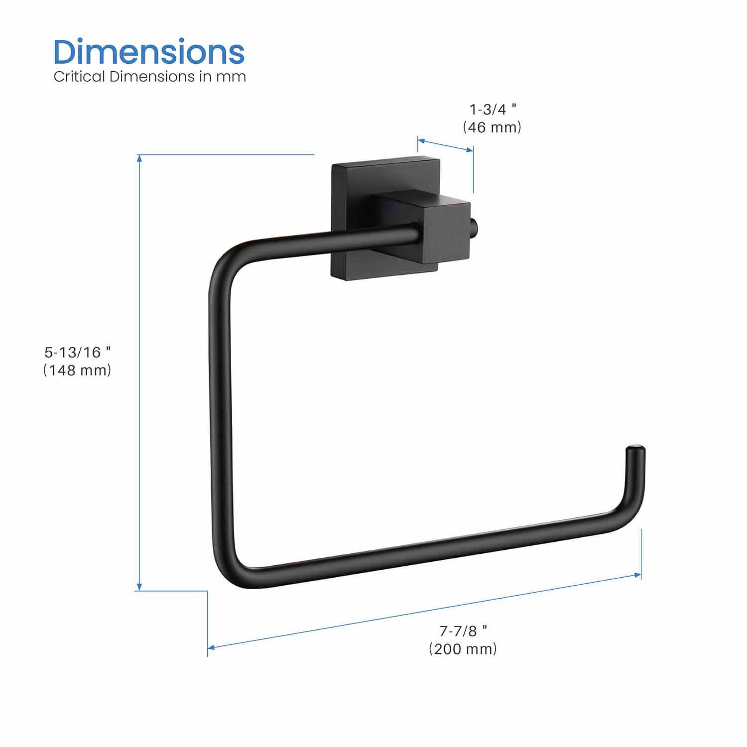 Cube Towel Ring, Matte Black