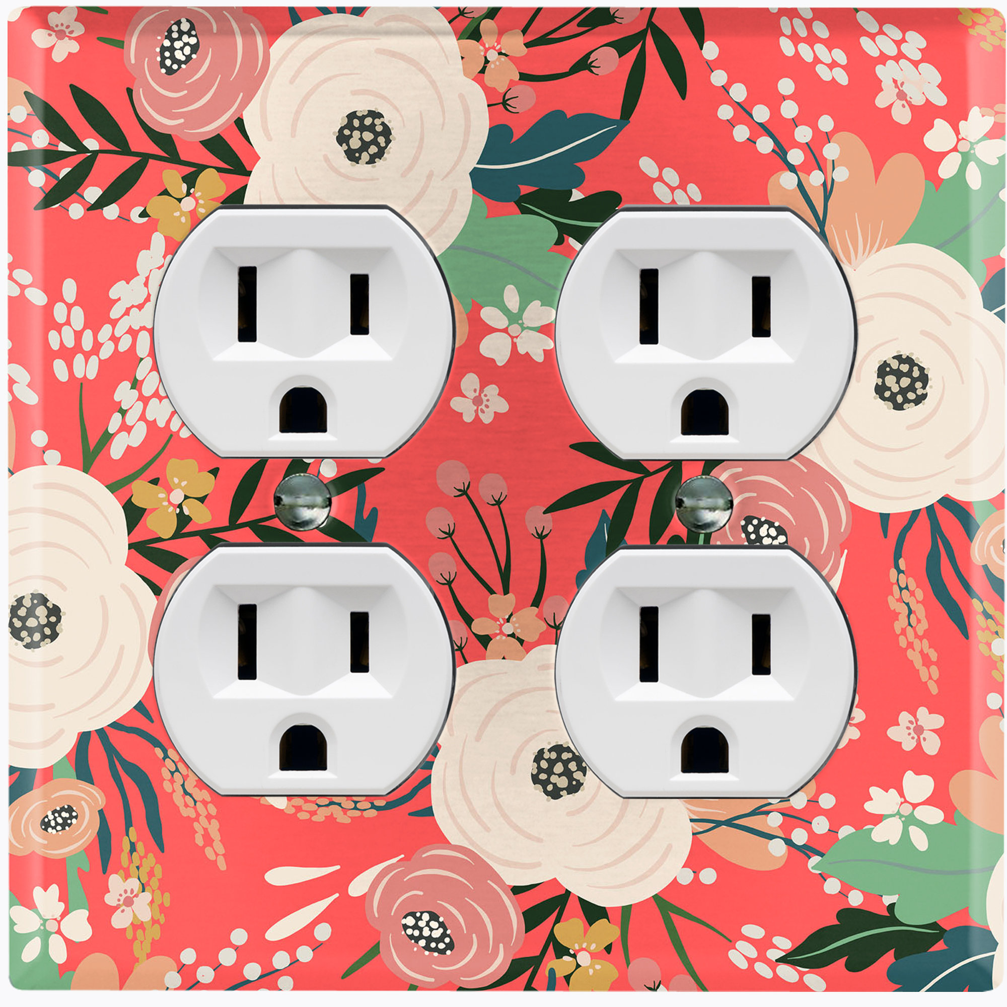 WorldAcc Colorful Anime Rose Flowers 2-Gang Duplex Outlet Wall Plate ...