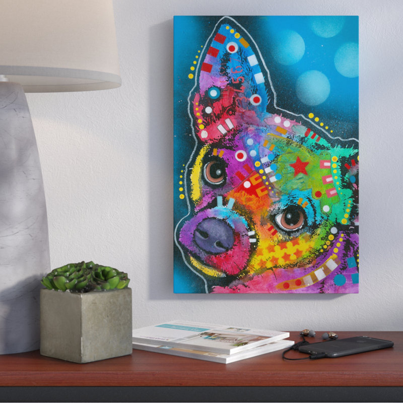 « pop chihuahua », impression sur toile tendue, H 18 po x l 12 po x P 1,5 po, Toile tendue