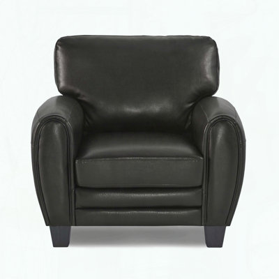 Retro Armchair in Black Faux Leather