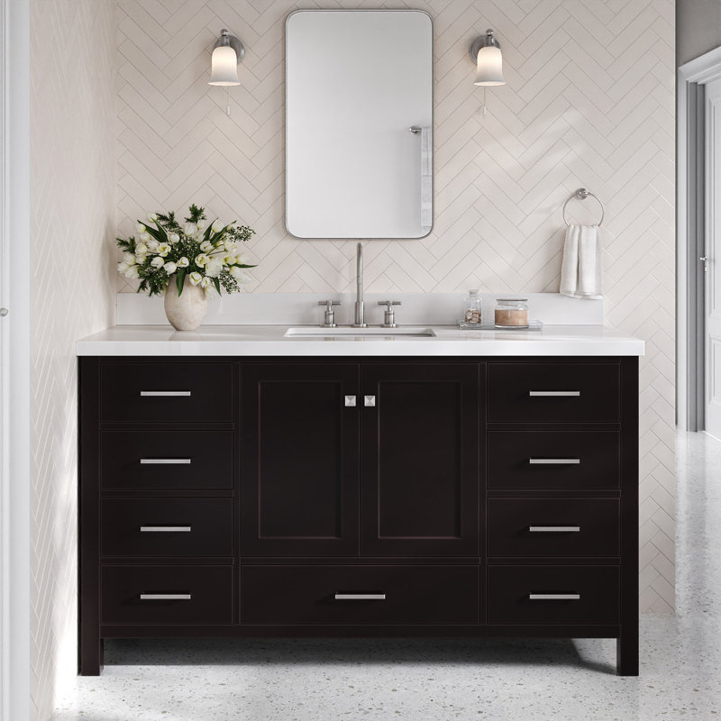Ensemble de meuble-lavabo simple 61 po Cambridge, Espresso, Rectangular