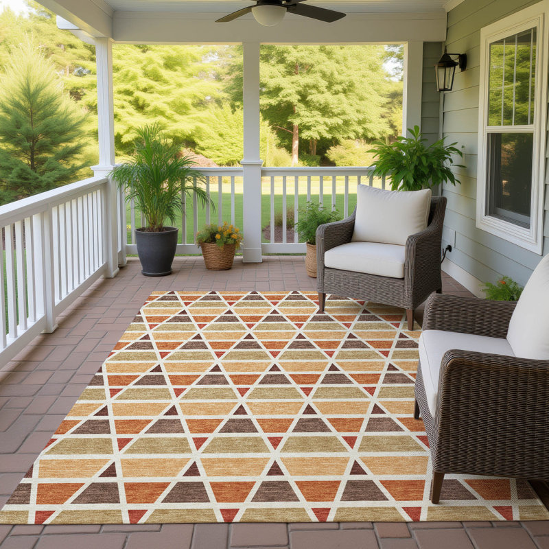 Machine Washable Indoor/Outdoor Chantille ACN2733 Geometric Rug, Paprika, 10' x 14'