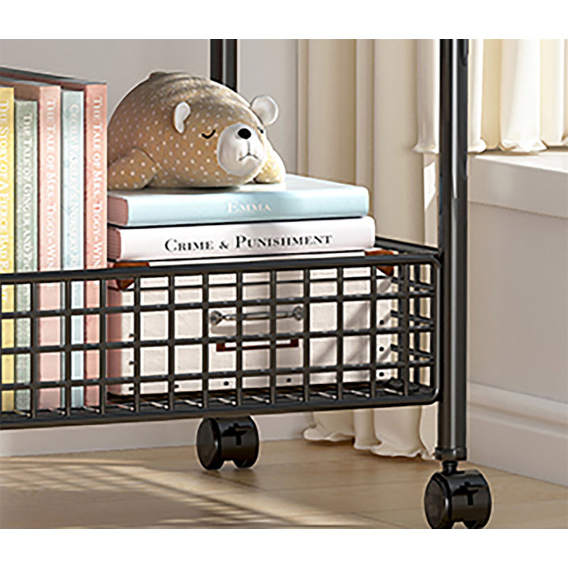 Nemuel 16.73'' H x 15.75'' W Book Cart with Wheels, Black