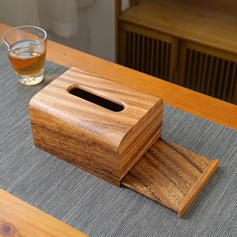 Wood TISSUE HOLDER, 3.6" H x 7.7" W x 5.2" D