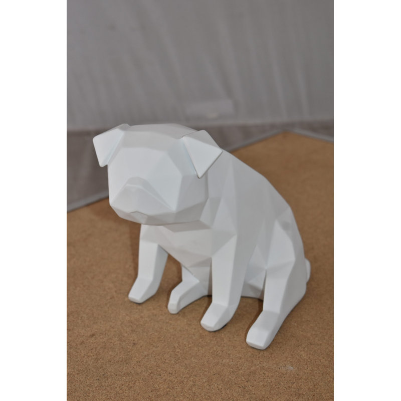 J'Ziah White Textiled Puppy Resin Statue Size: 9" x 6" x 7"H