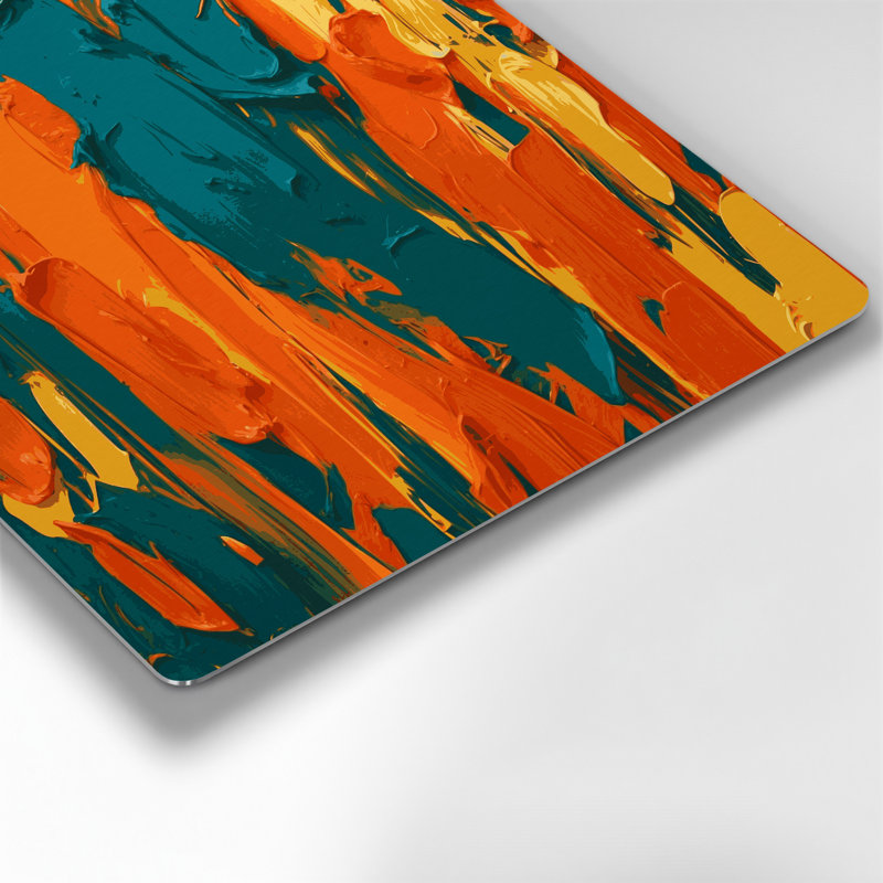 Abstrait couleur champ 54 orange, art mural en métal, H 12 po x l 12 po