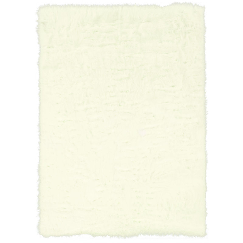 Tapis blanc en peau de mouton touffeté à la main Tayyibah, Rectangle de 3 pi x 5 pi