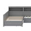 Lit plateforme en L avec lit gigogne, lit de jour avec tablette de rangement et station de charge, structure de lit d'angle simple en bois-109218148